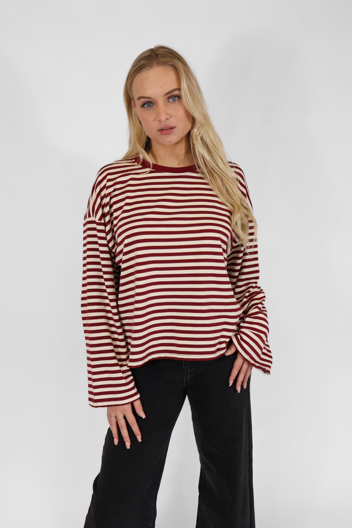 Puk Oversized Striped Tee - Red