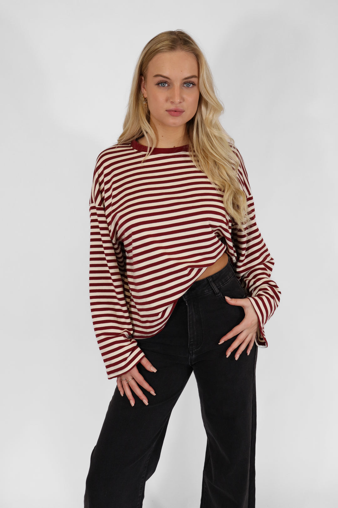 Puk Oversized Striped Tee - Red