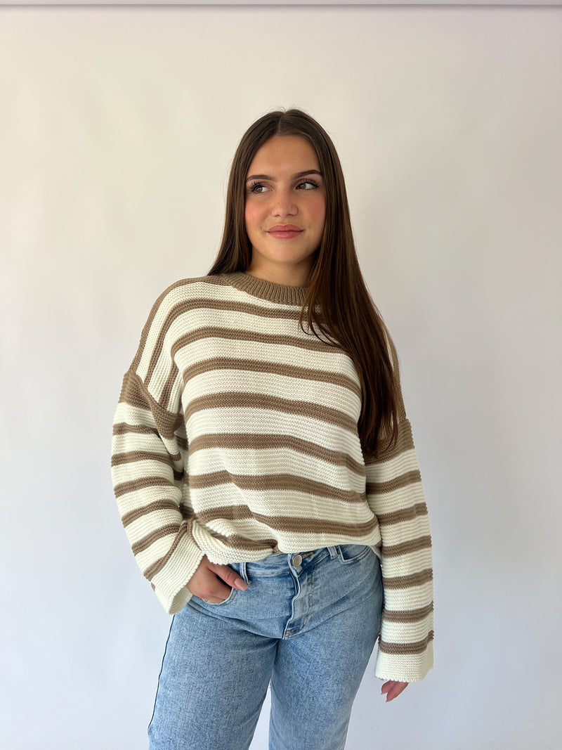 Moran Striped Sweater - Beige