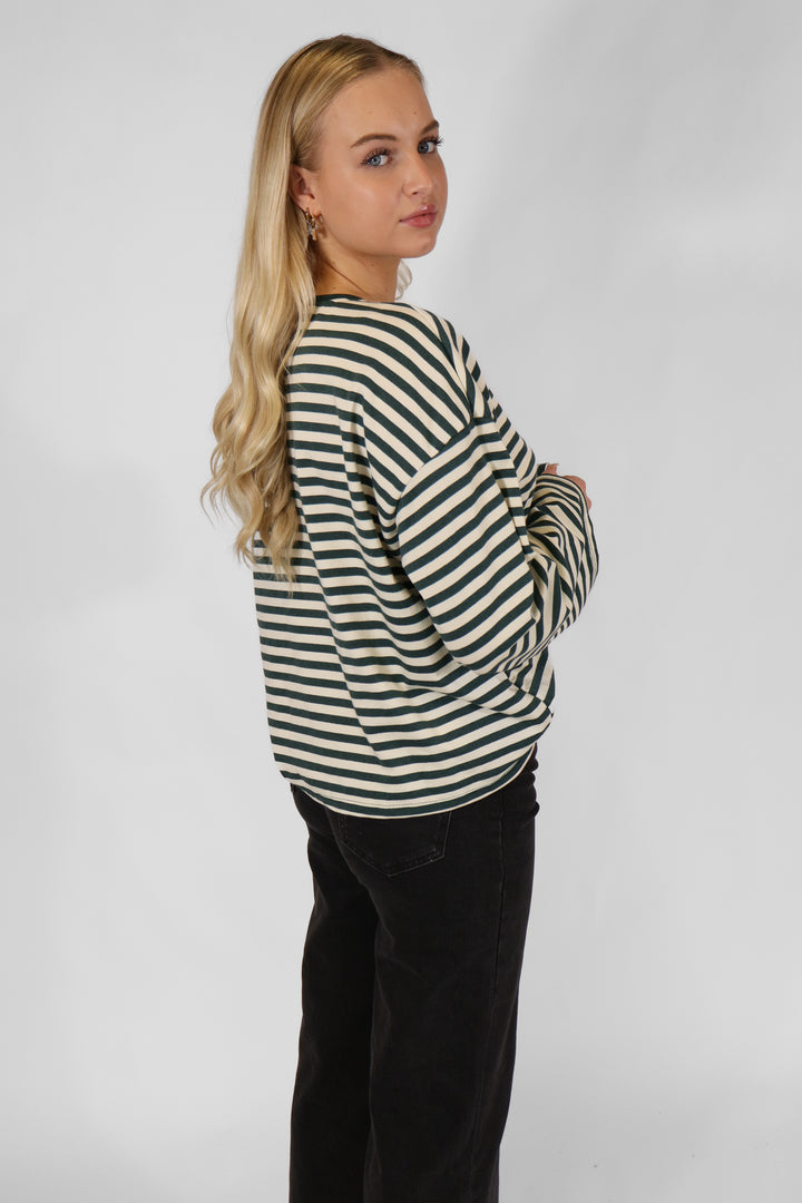 Puk Oversized Striped Tee - Red