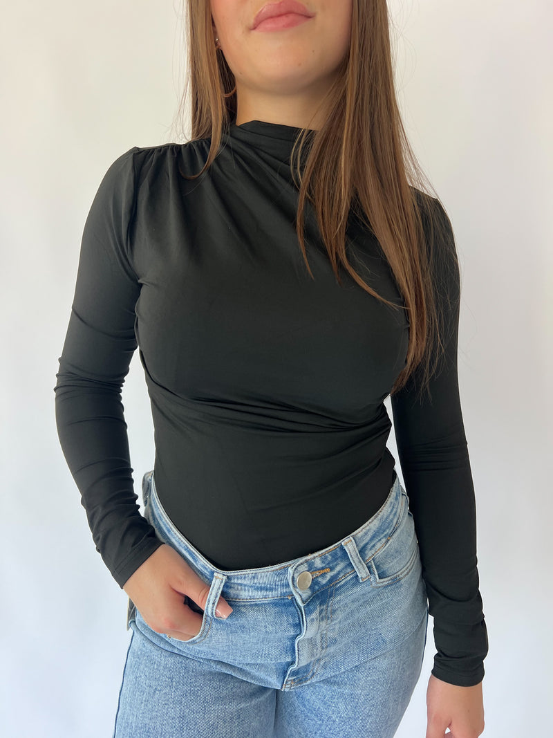 Callie Twisted Bodysuit - Black