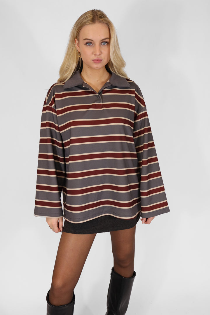 Nora Striped Sweater - Grey