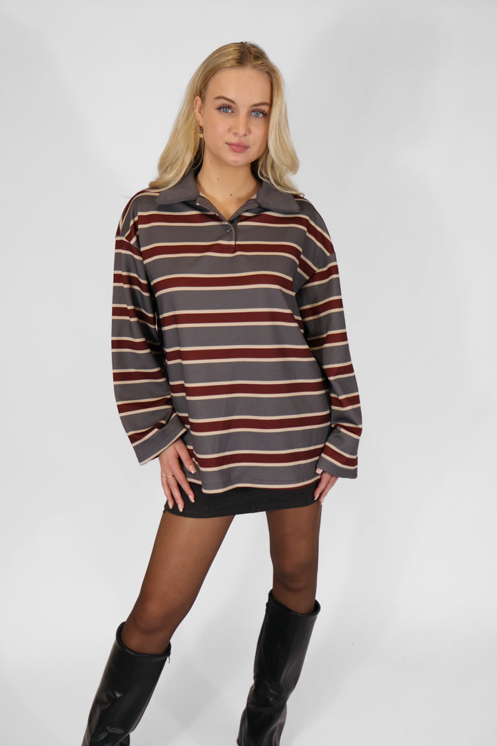 Nora Striped Sweater - Grey