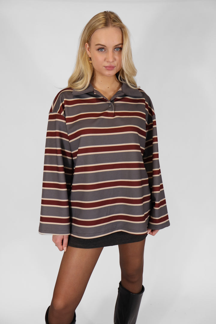 Nora Striped Sweater - Grey