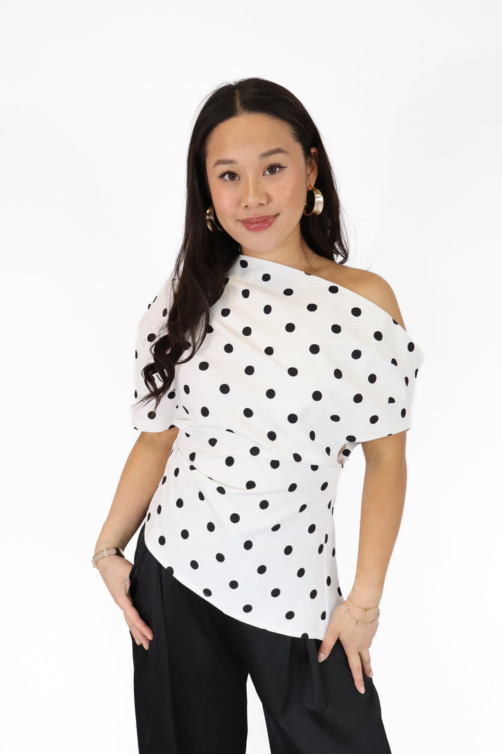 Draped Polka Dot Top