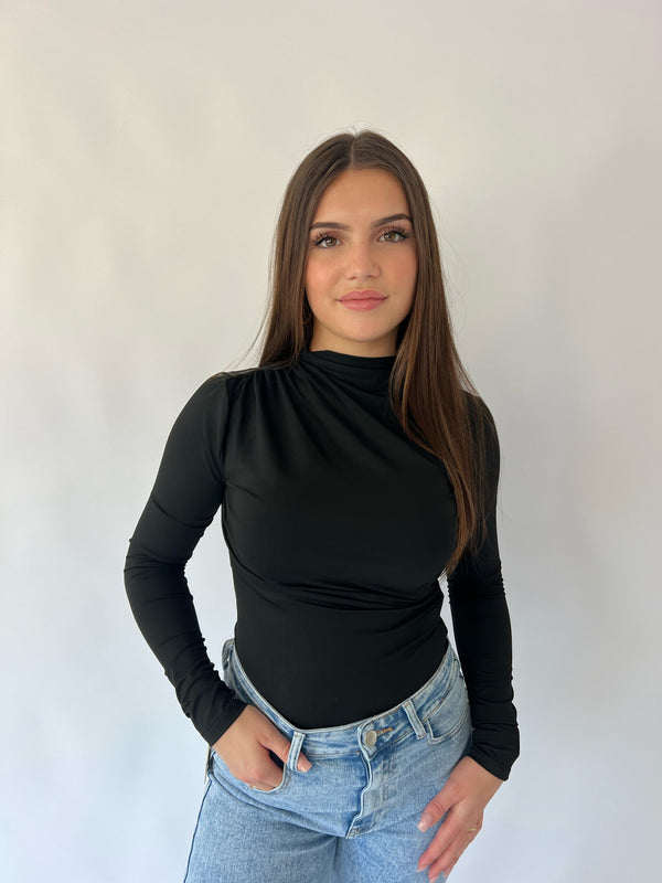 Callie Twisted Bodysuit - Black