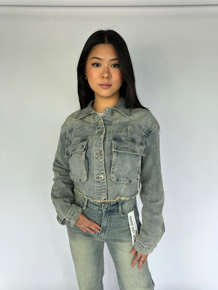 Holly Cropped Jacket - Denim