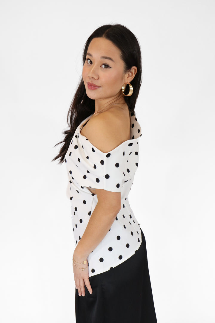 Draped Polka Dot Top
