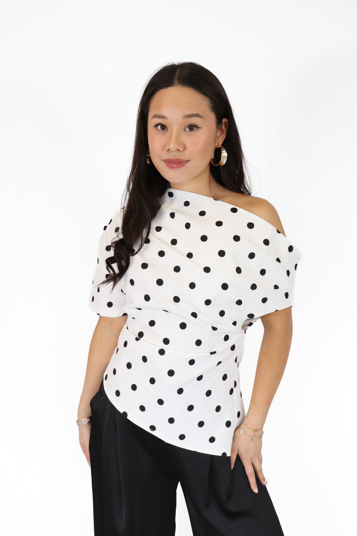 Draped Polka Dot Top