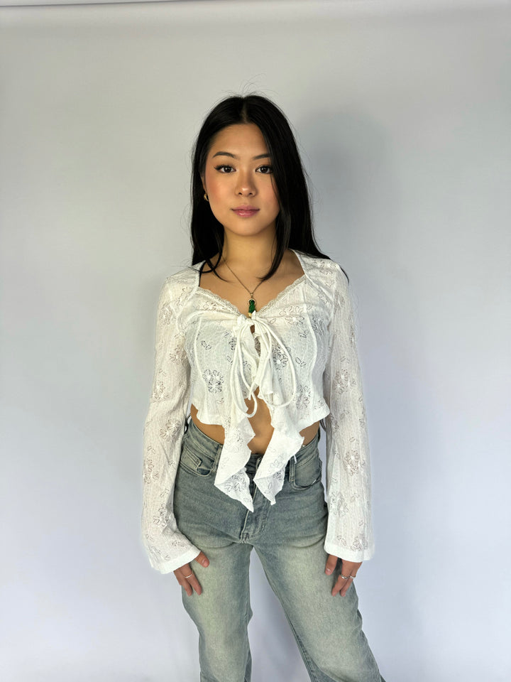 Noor Ruffled Top - White