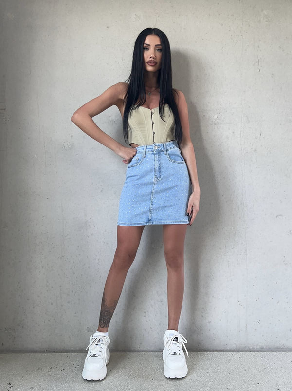Nellie Glitter Skirt - Denim