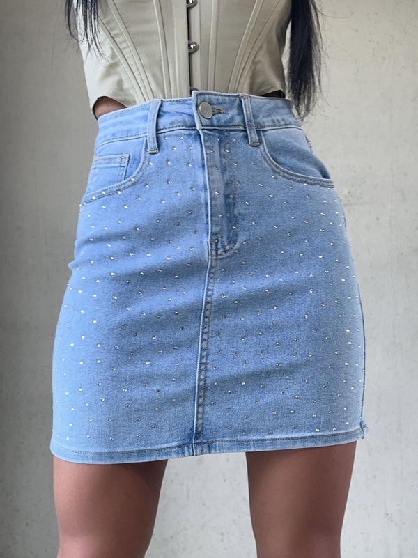 Nellie Glitter Skirt - Denim