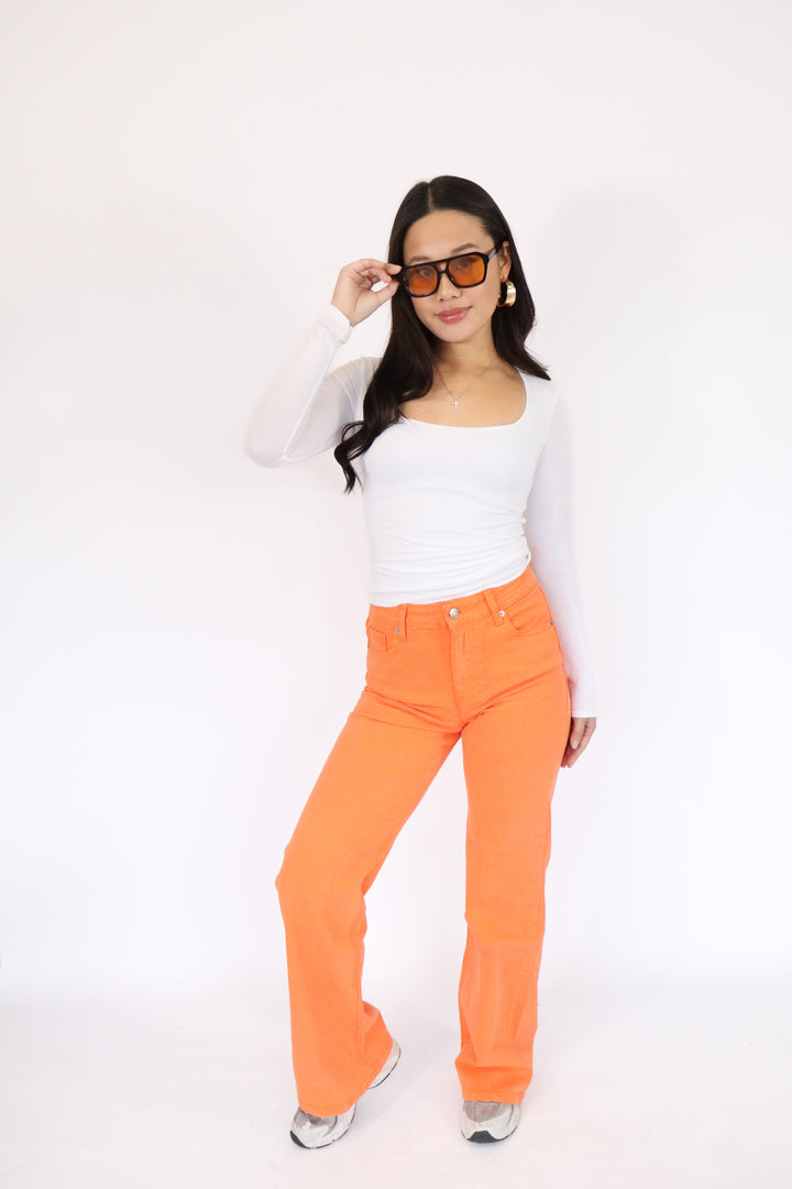Orange Straight Leg Jeans - Stretch
