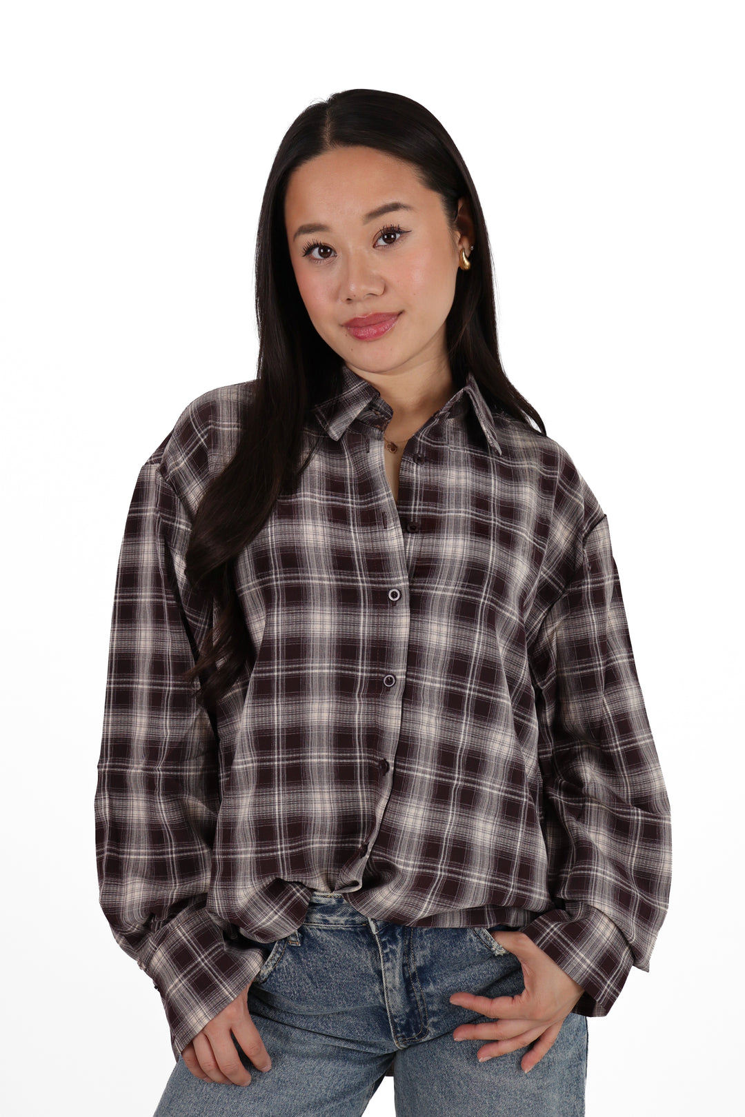 Hazel Oversized Check Blouse