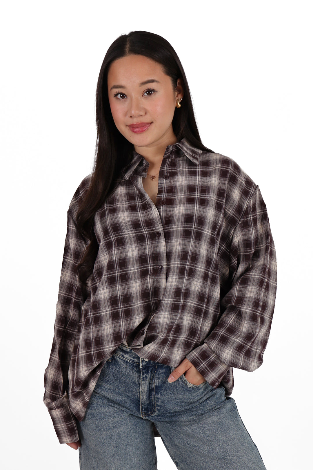 Hazel Oversized Check Blouse