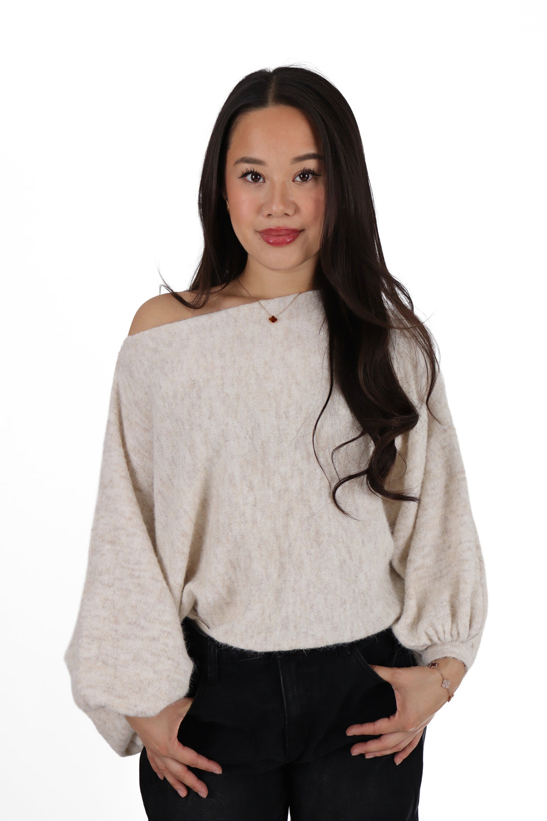 Hailie Off Shoulder Sweater - Stretch