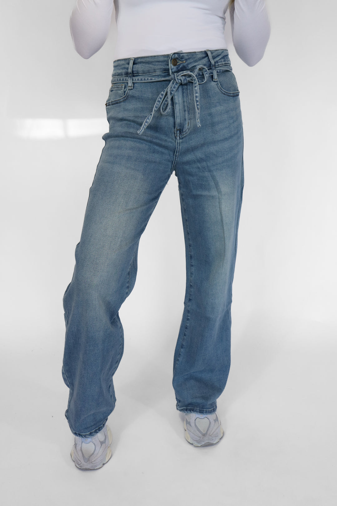 Ivy Tied Wide Leg Jeans - Stretch