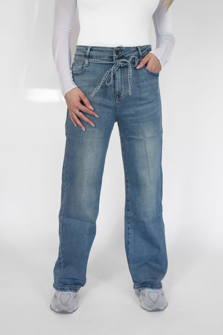 Ivy Tied Wide Leg Jeans - Stretch