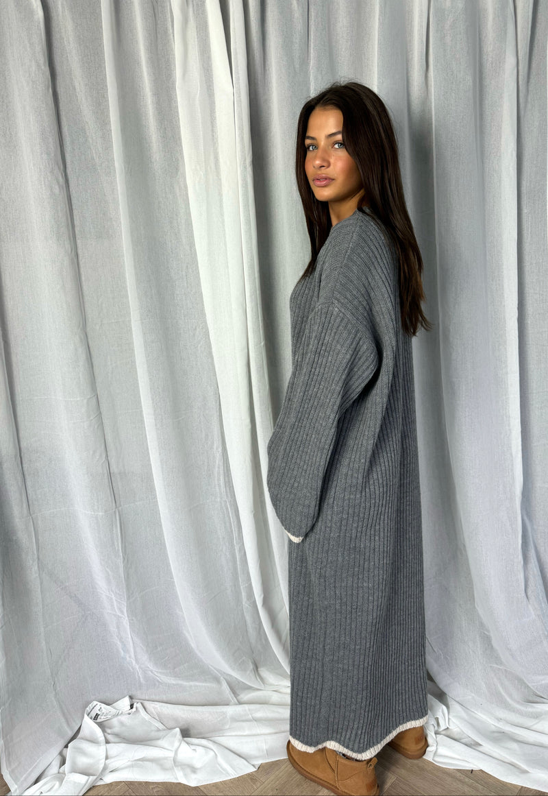 Soft Knit Sweater Dress - Grey