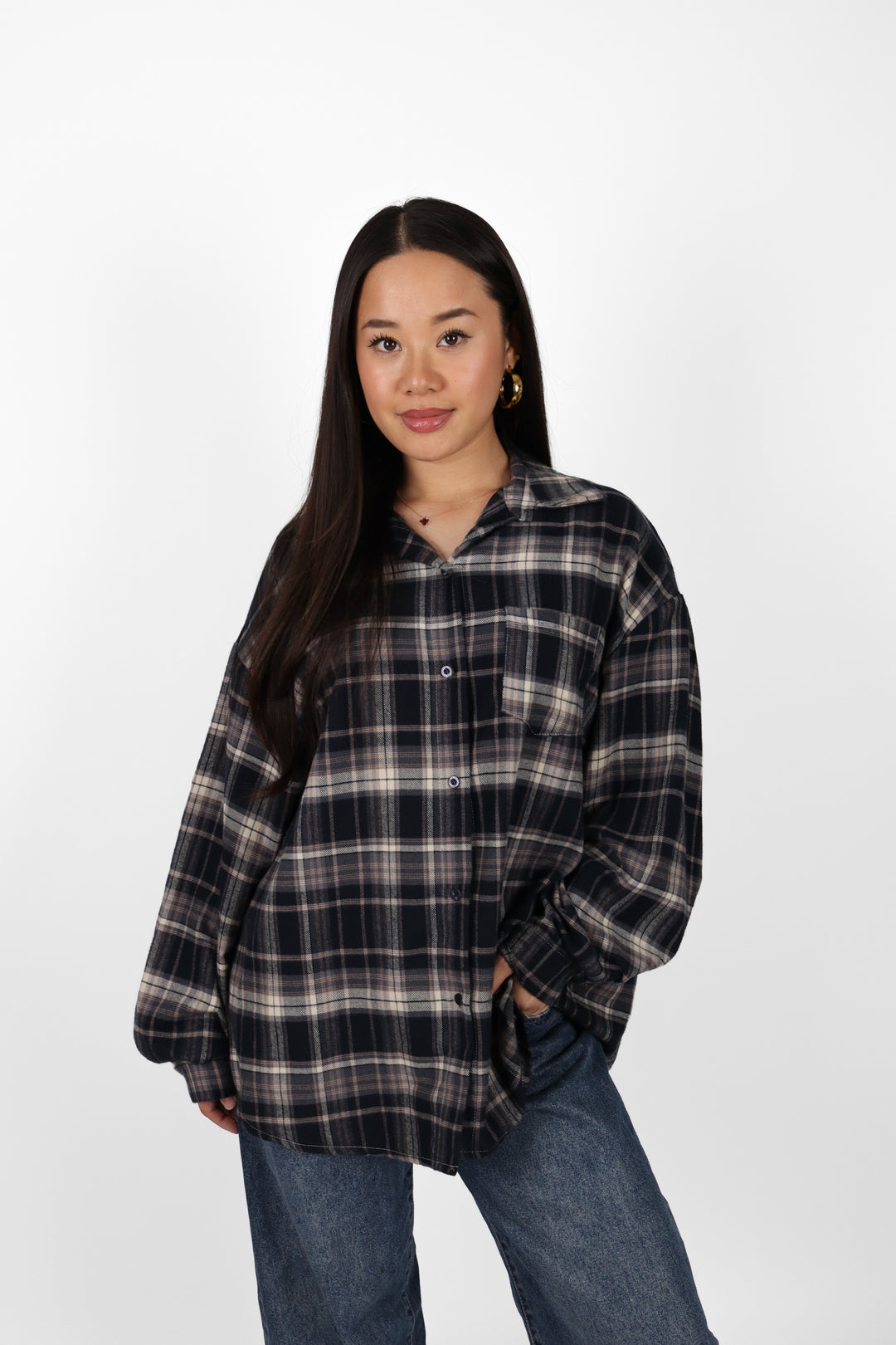 Mila Oversized Check Blouse
