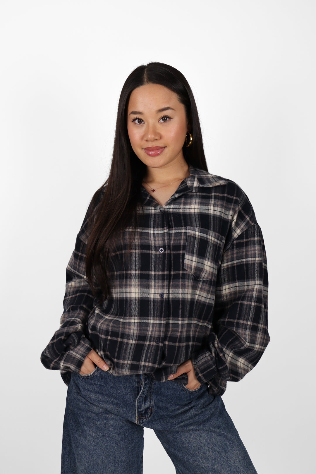 Mila Oversized Check Blouse