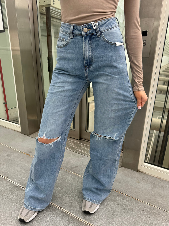 Indy Ripped Stretch Jeans - Denim