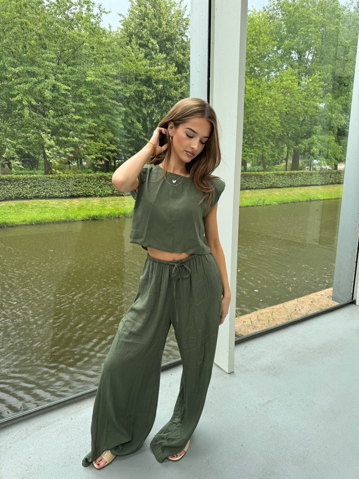 Flore TALL Linen Two Piece Set - Khaki