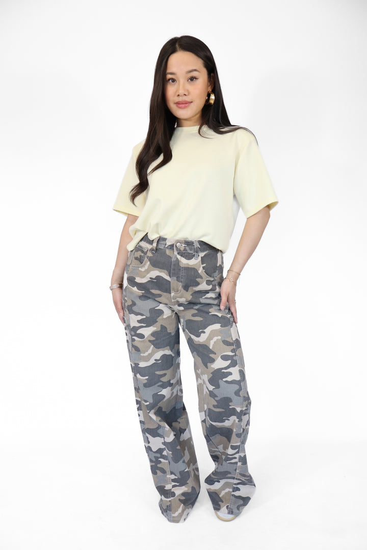 Camo Wide Leg Jeans - Light Stretch