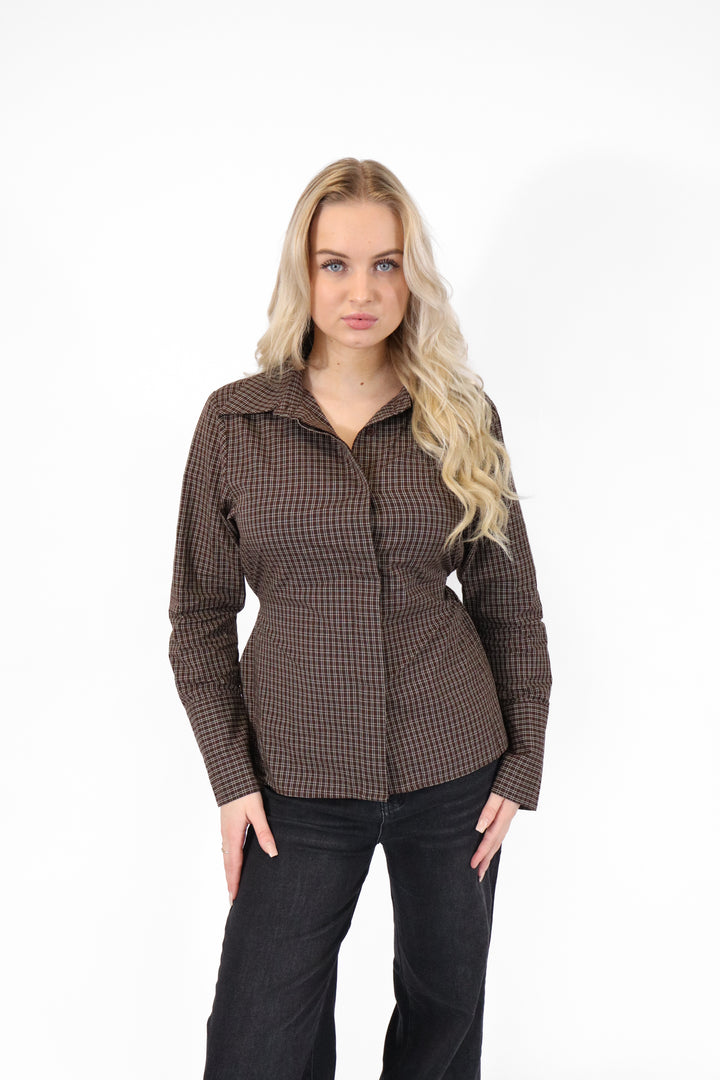 Checkered Tie Blouse