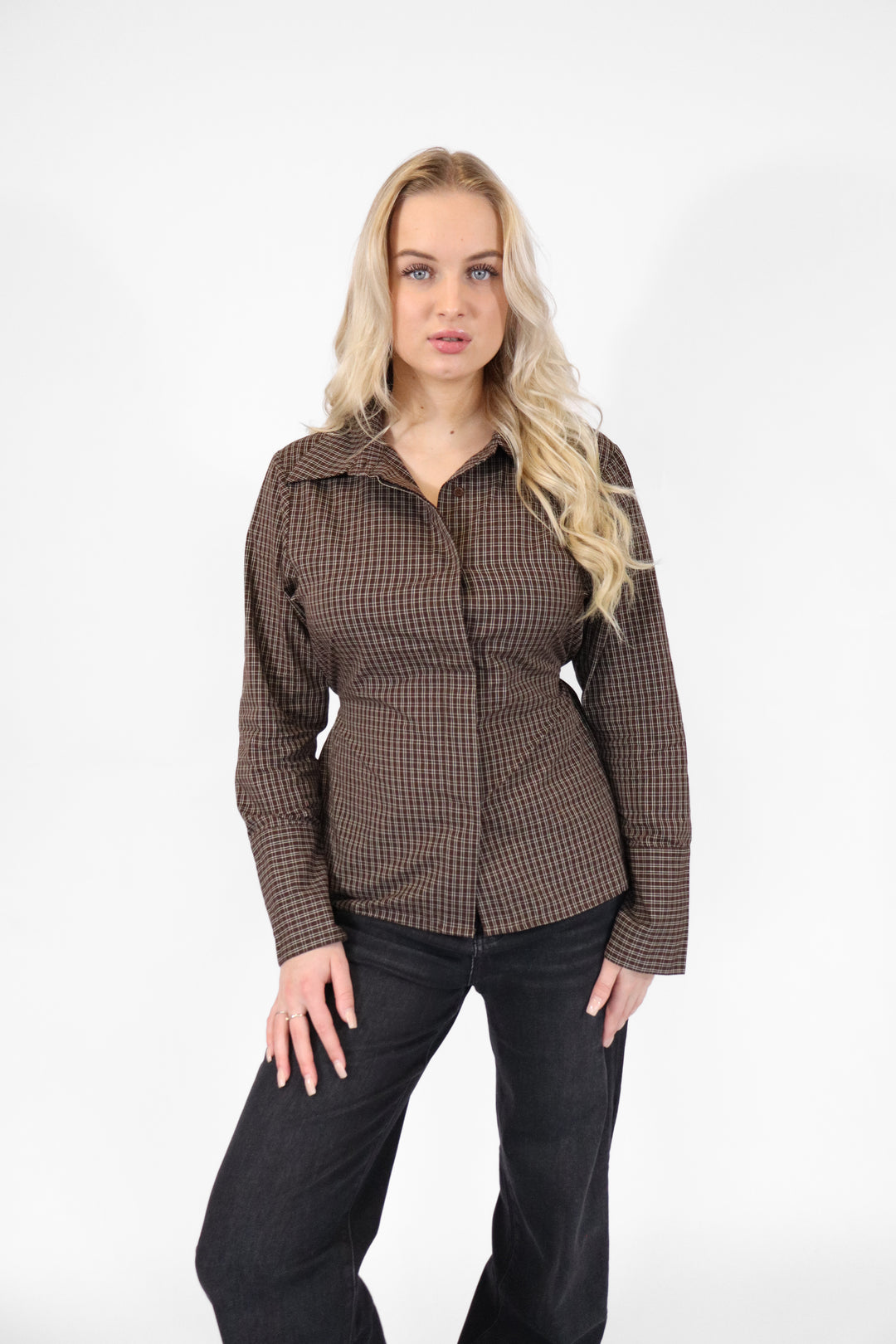 Checkered Tie Blouse