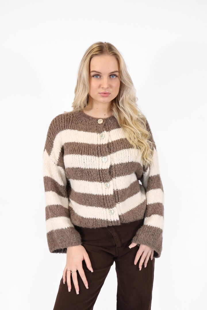 Noud Striped Button Sweater