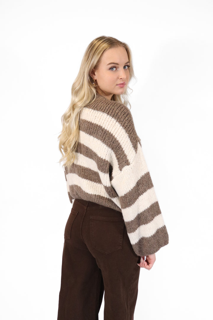 Noud Striped Button Sweater