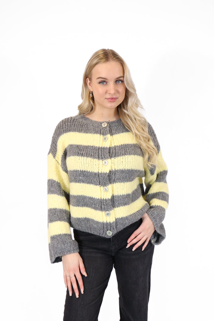 Noud Button Striped Sweater