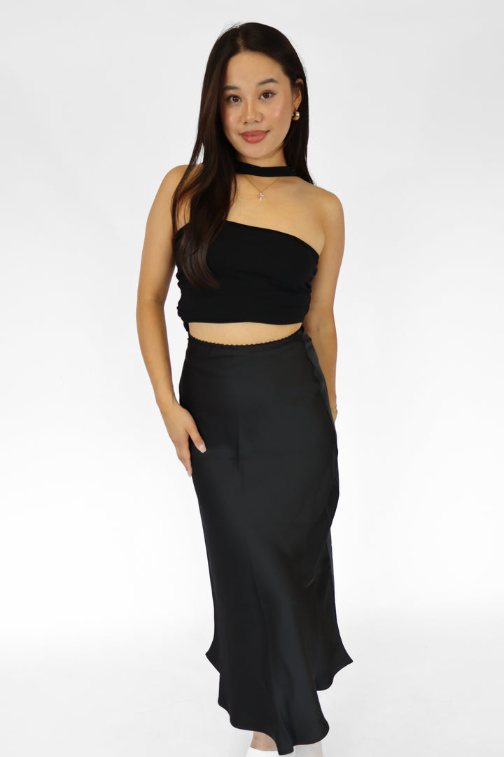 Satin Flow Midi Skirt