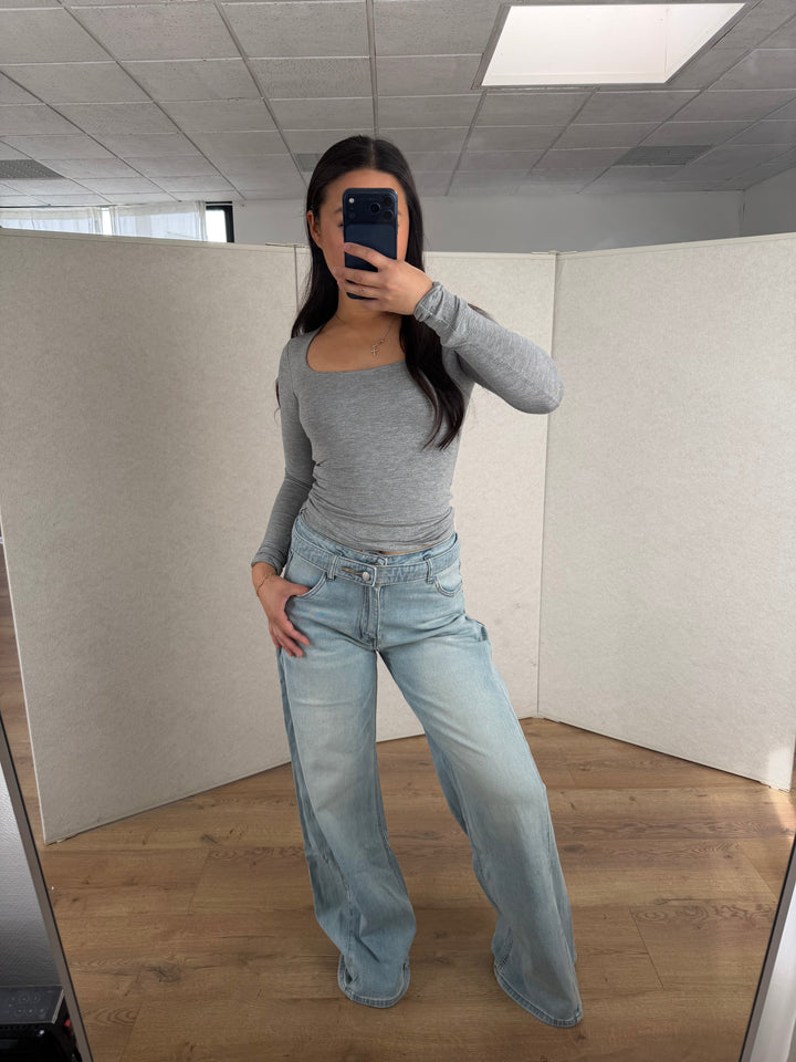 Belted Wide Leg Jeans -  Stretch