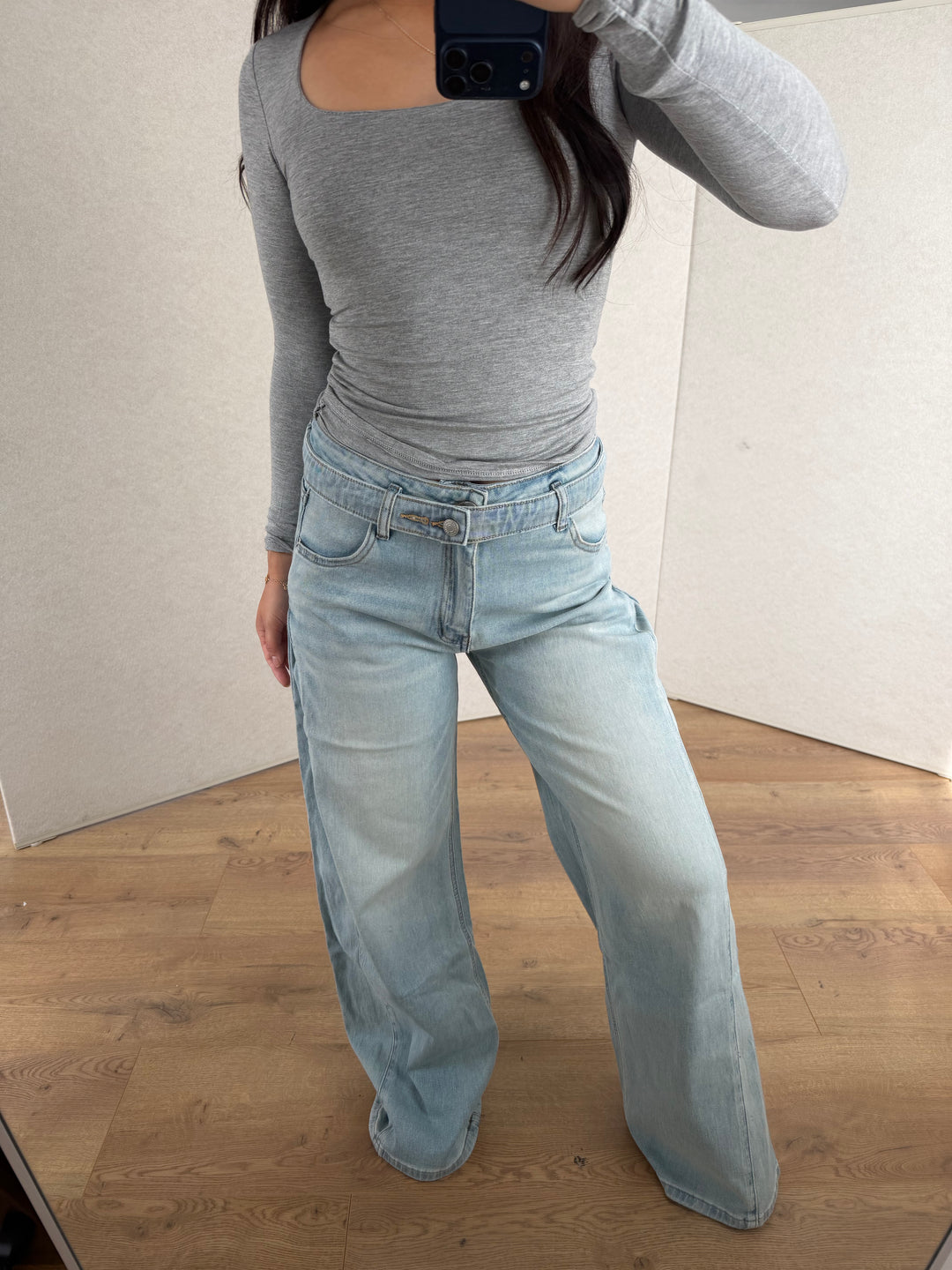 Belted Wide Leg Jeans -  Stretch
