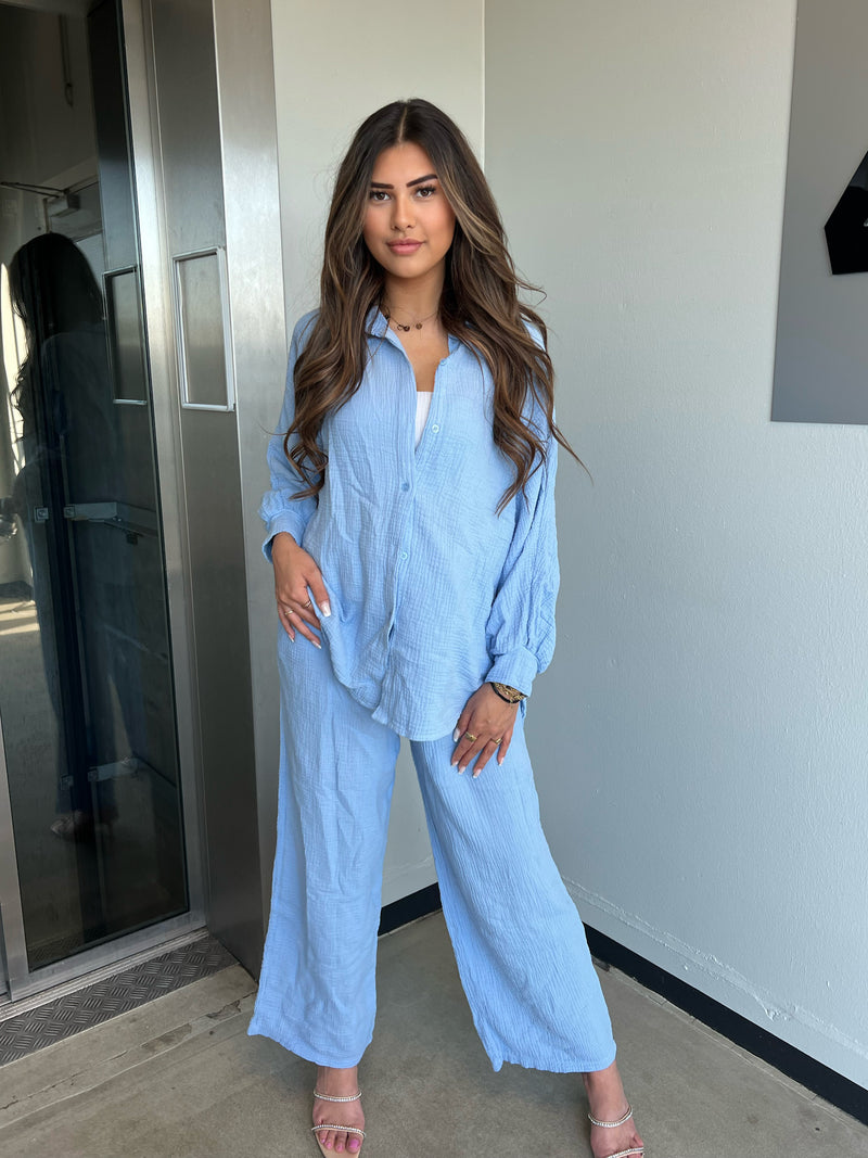 Cotton Two Piece Set - Blue