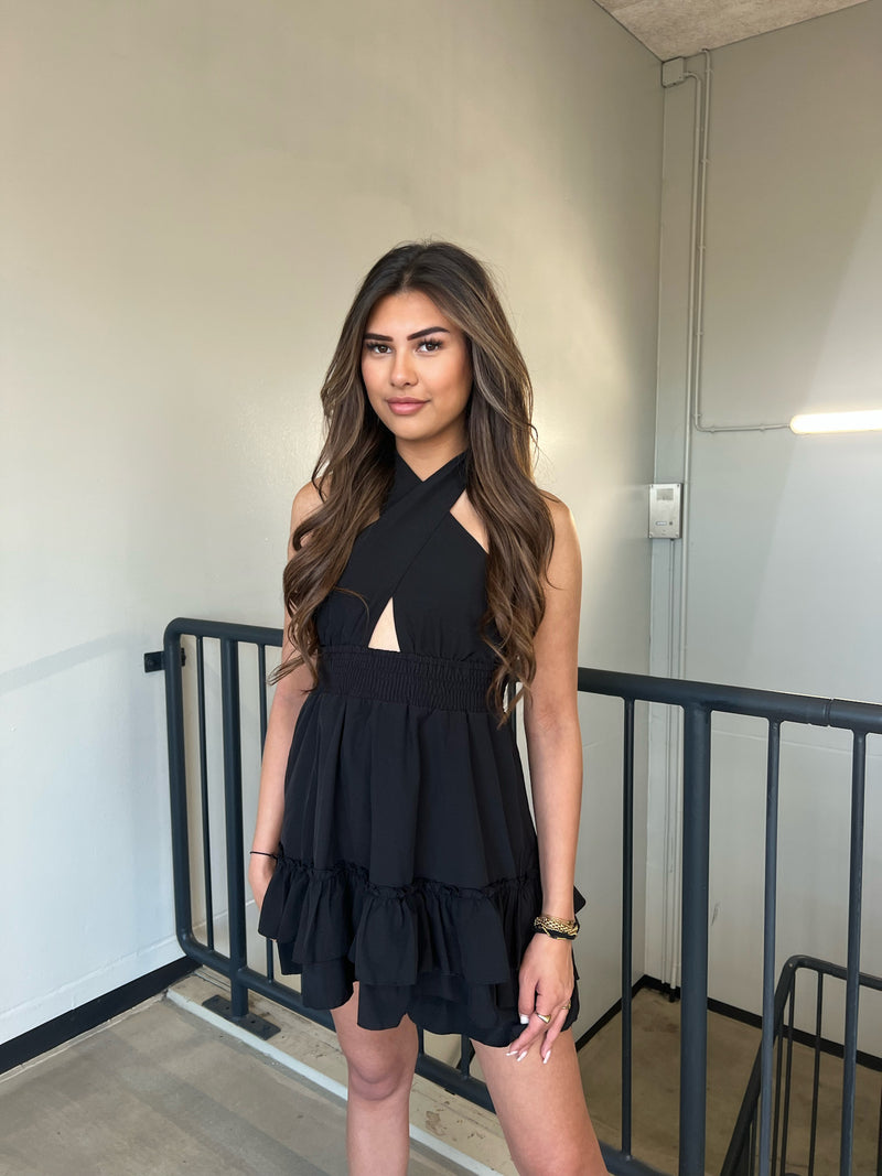Romy Halter Neck Dress - Black