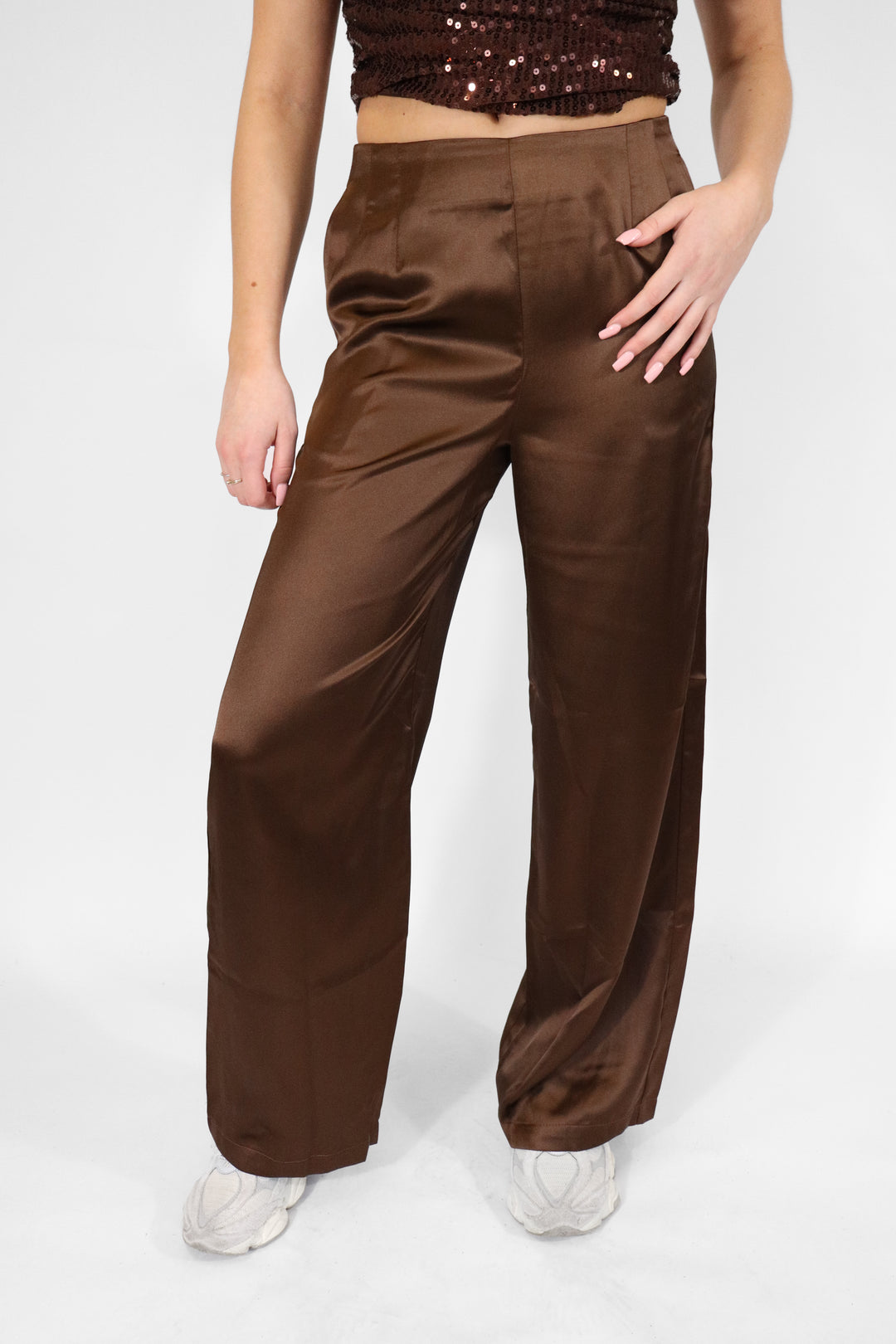 Satin Flow Wide Leg Pants - Non Stretch
