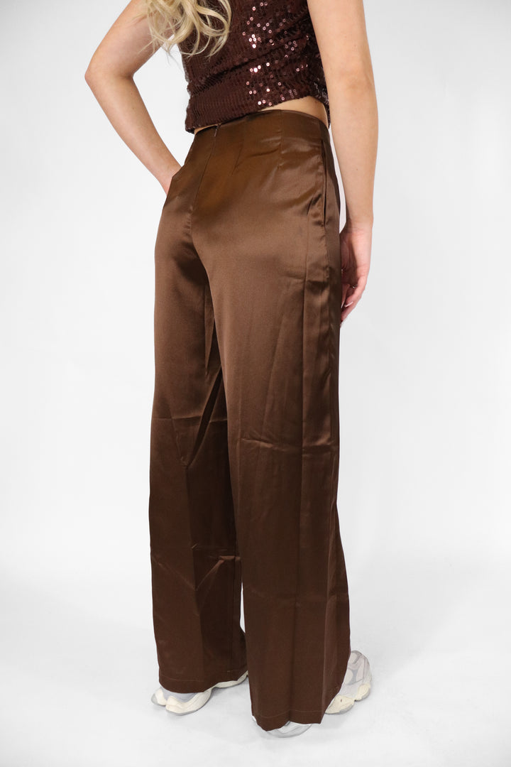 Satin Flow Wide Leg Pants - Non Stretch