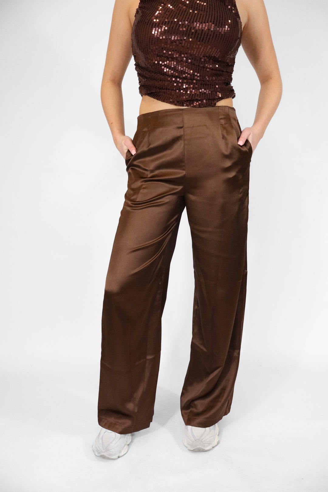 Satin Flow Wide Leg Pants - Non Stretch