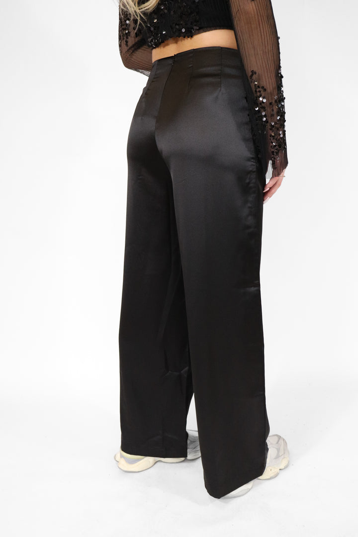 Satin Flow Wide Leg Pants - Non Stretch