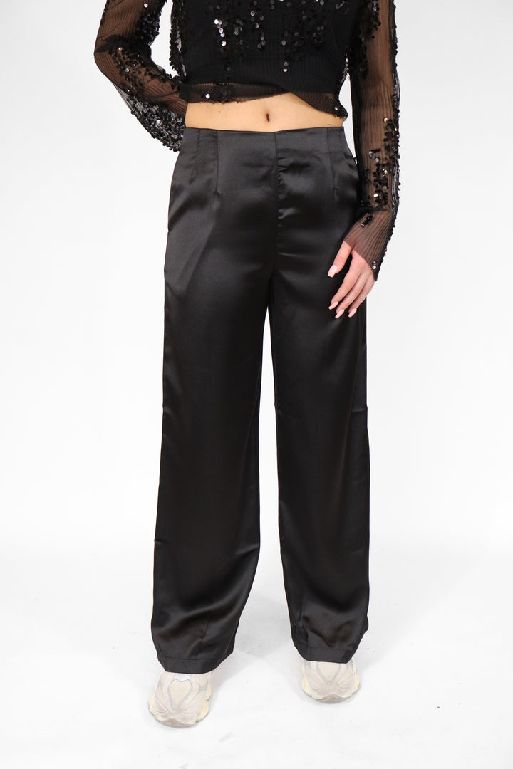 Satin Flow Wide Leg Pants - Non Stretch
