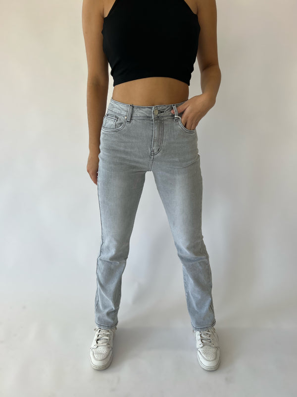 Nia Stretch Straight Leg Jeans - Grey