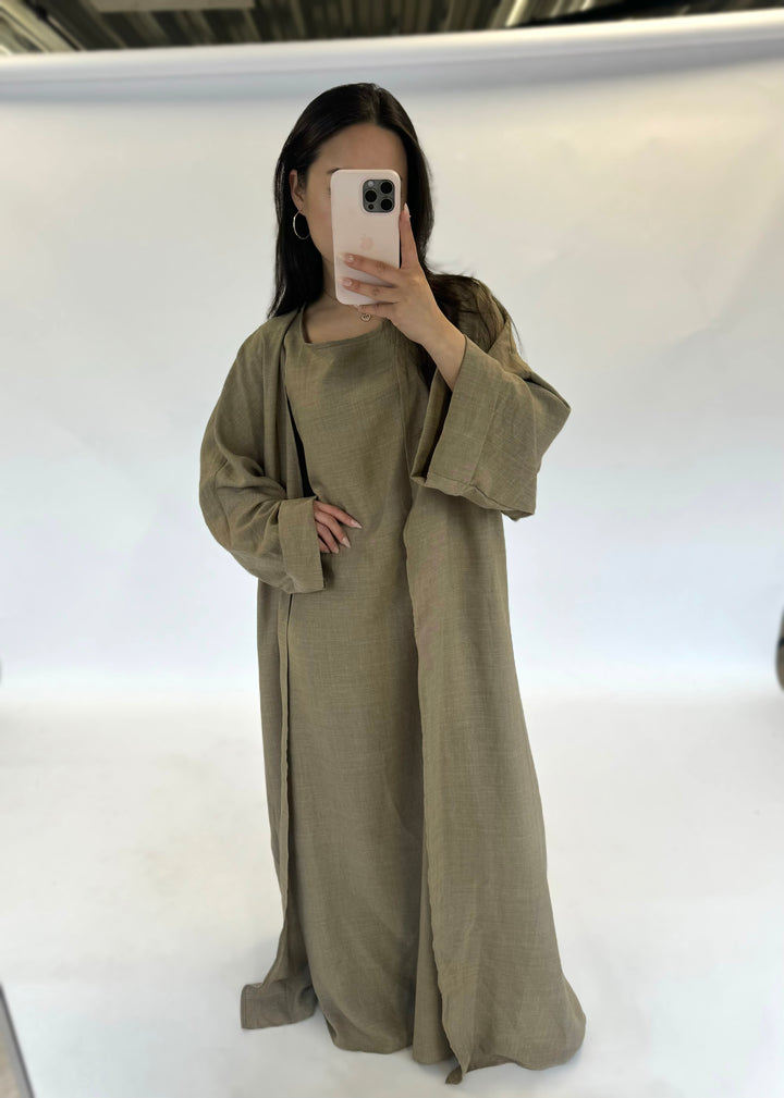 Linen Two Piece Set  Abaya