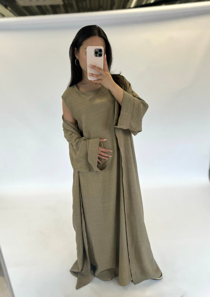 Linen Two Piece Set  Abaya