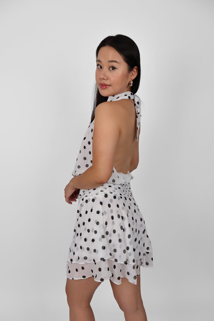 Polka Dot Halterneck Dress - Stretch