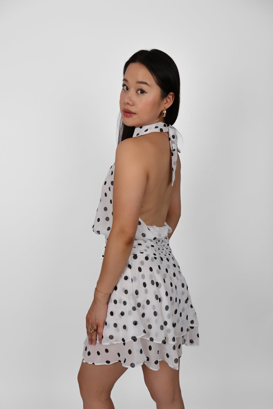 Polka Dot Halterneck Dress - Stretch