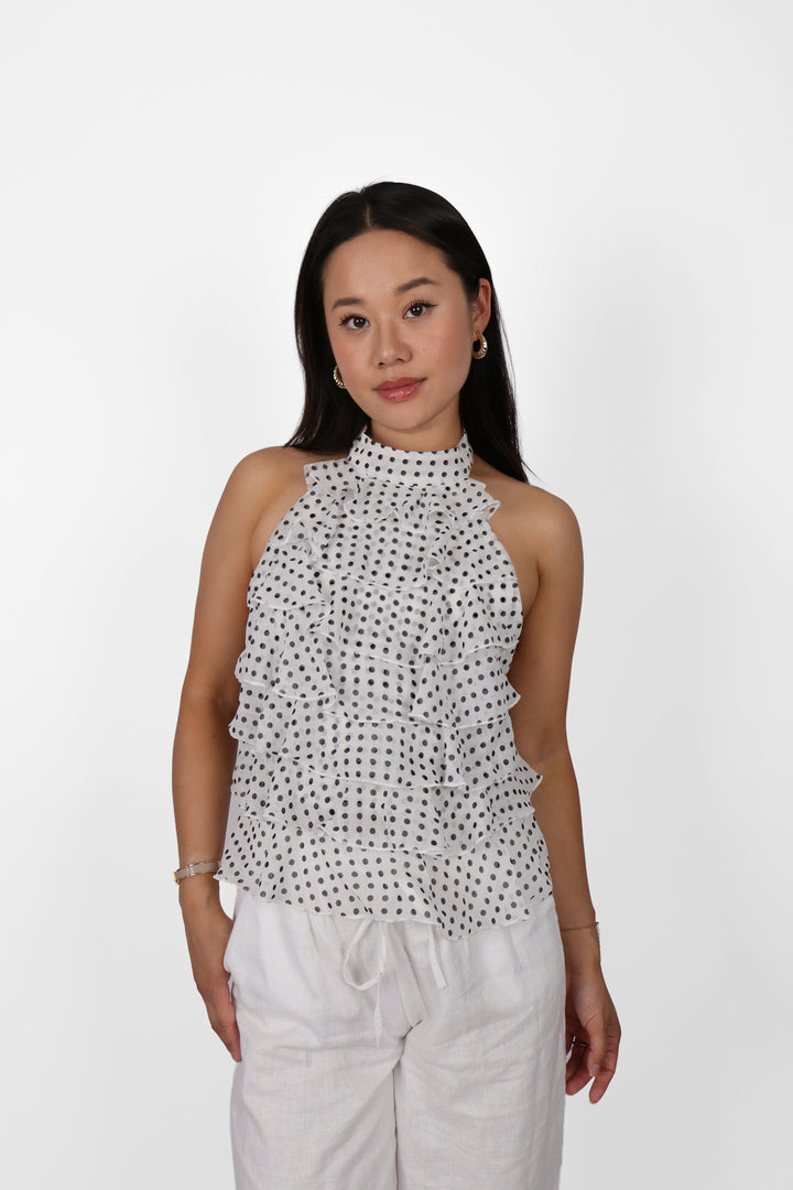 Polka Ruffled Top - Stretch