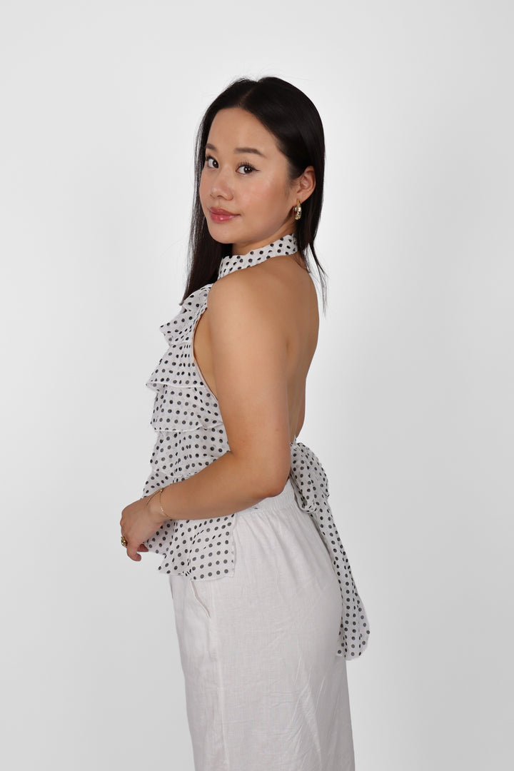 Polka Ruffled Top - Stretch
